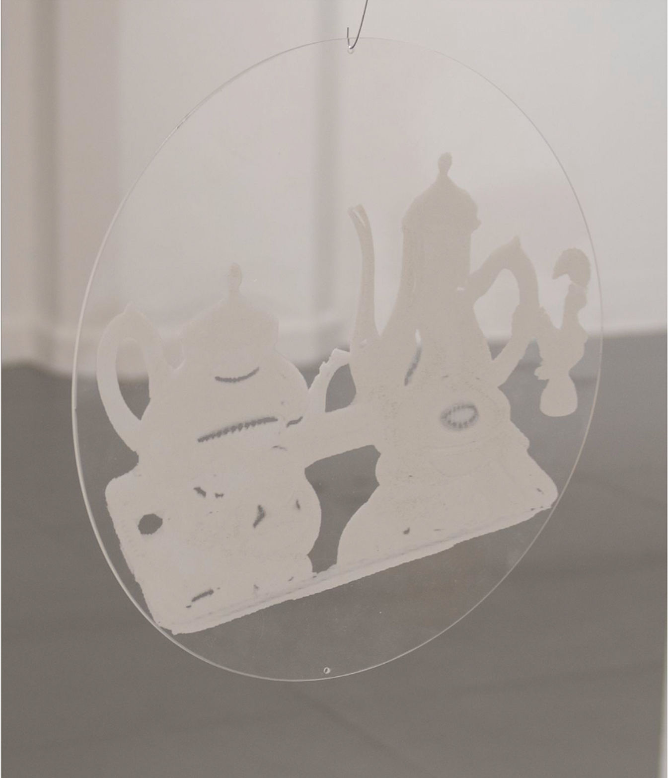 Peephole view of two ceramic figures